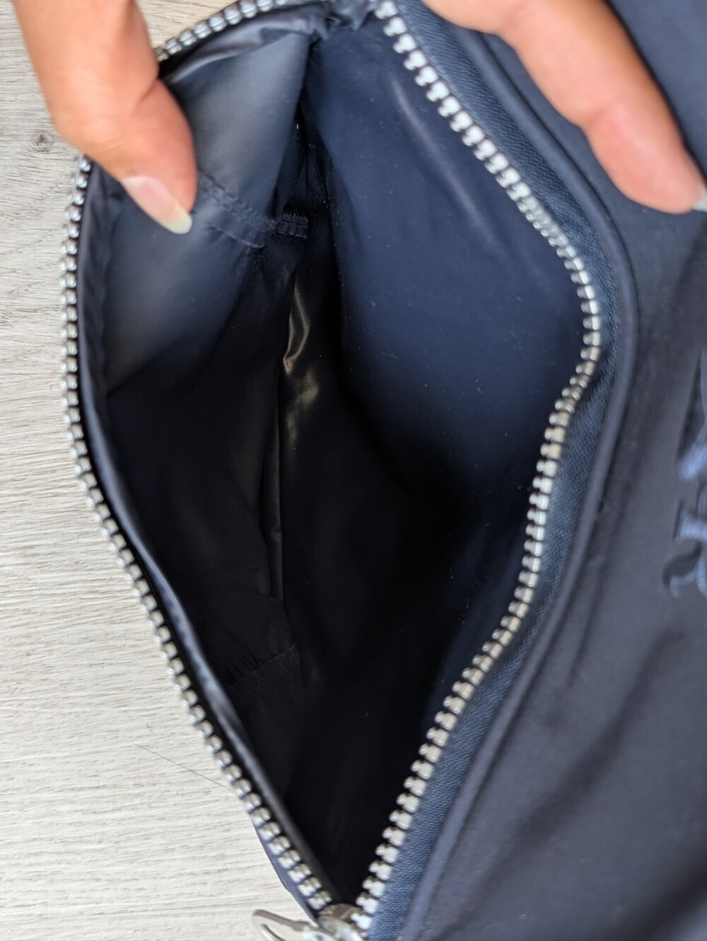 NR Navy Blue Everyday Practical Lightweight Nylon Backpack with Silver Zipper - Picture 10 of 13